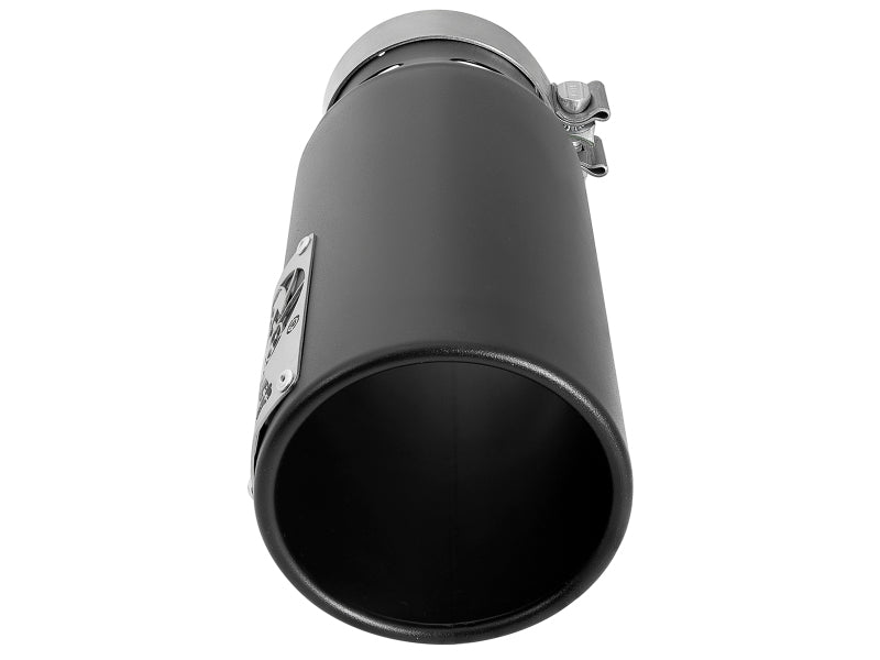 aFe Saturn 4S 4-inch Intercooled Exhaust Tip with Black Finish, 4-inch Inlet x 5-inch Outlet, 12-inch Length