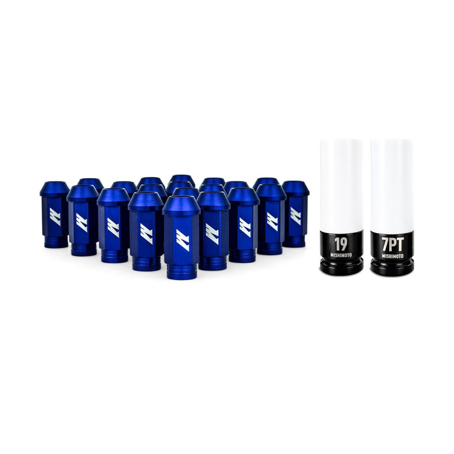 Mishimoto Aluminum Locking Lug Nuts M12x1.25 Set in Blue - Lightweight and Durable Wheel Security