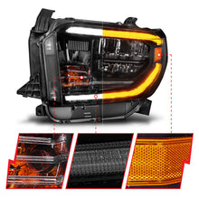 Load image into Gallery viewer, ANZO 14-21 Toyota Tundra LED Crystal Headlights with Switchback and DRL – Black Housing