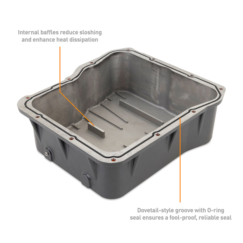 Mishimoto Aluminum Transmission Pan for 2001-2019 Chevy/GMC Duramax 6.6L - Cast Aluminum, Gunmetal Gray