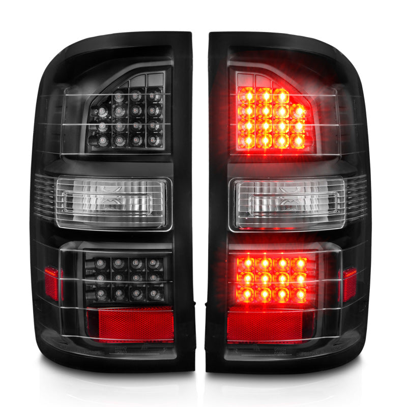 ANZO 2014-2018 GMC Sierra LED Tail Light Assembly with Black Housing and Clear Lens