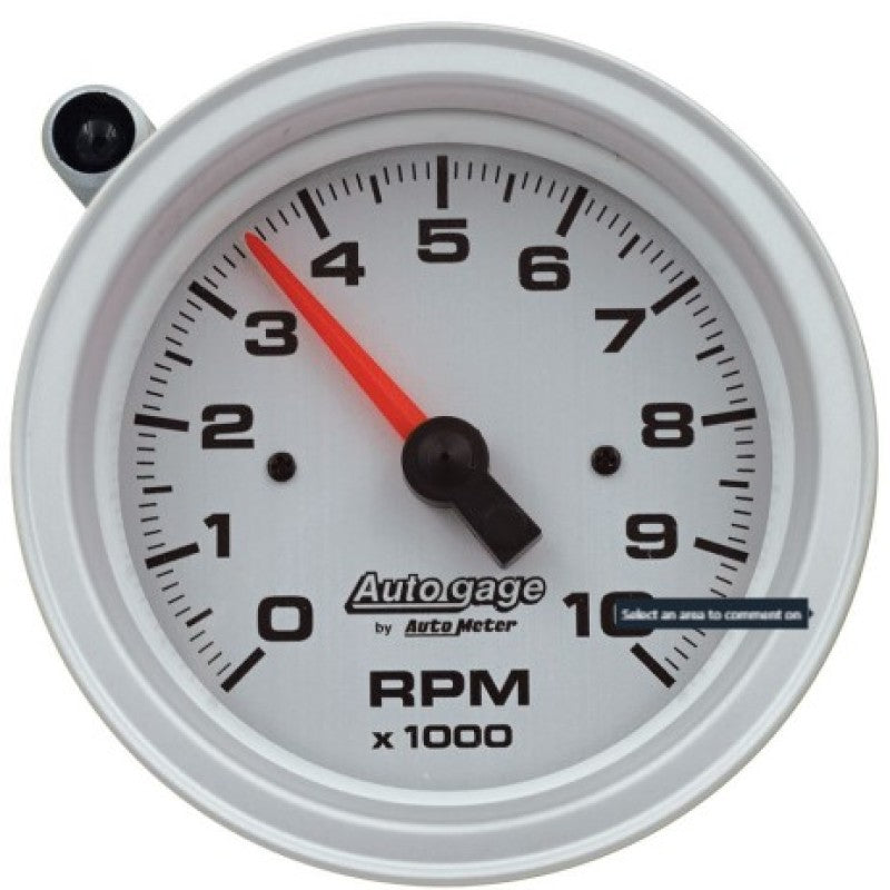 AutoMeter Tachometer Gauge 10,000 RPM with Pedestal and External Shift Light - Silver Dial/Black Case