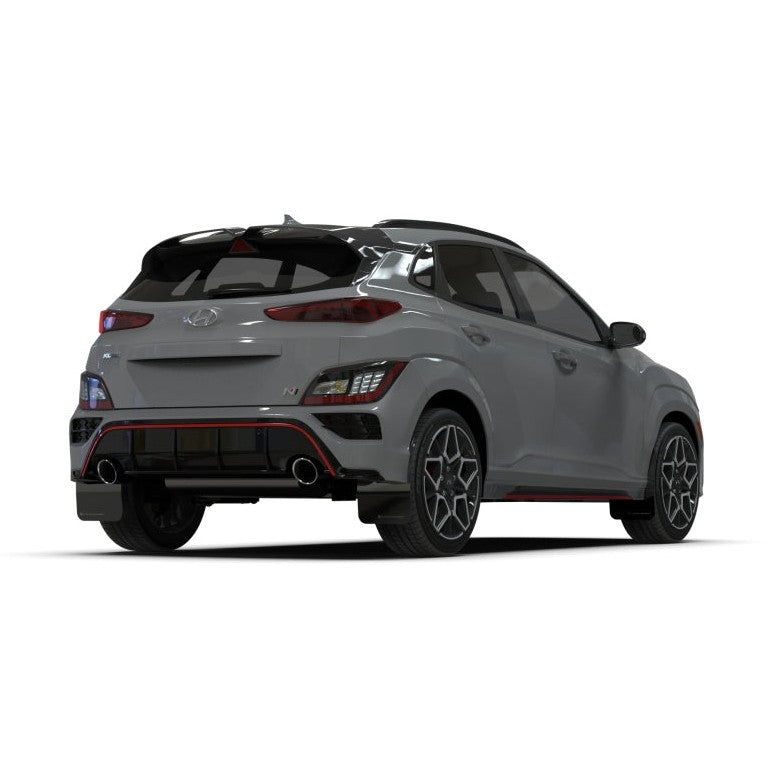 Rally Armor 22-23 Hyundai Kona N Black UR Mud Flap w/White Logo