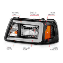 Load image into Gallery viewer, ANZO 2001-2011 Ford Ranger Crystal Headlights with Light Bar, Black Housing and Clear Lens