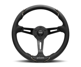 MOMO Gotham 350mm Black Leather Steering Wheel with Black Spokes