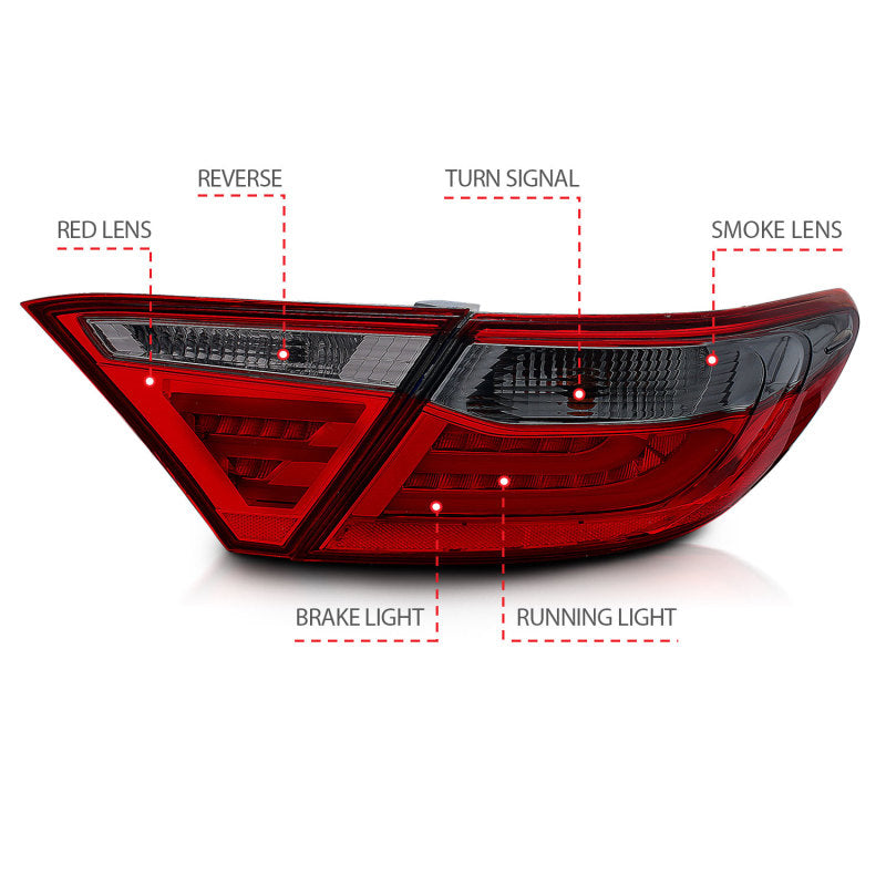 ANZO 2015-2016 Toyota Camry LED Tail Lights with Smoke Lens - Stylish and Fully Street Legal