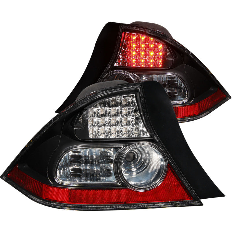 ANZO 2004-2005 Honda Civic LED Tail Light Assembly with Clear Lens and Black Housing