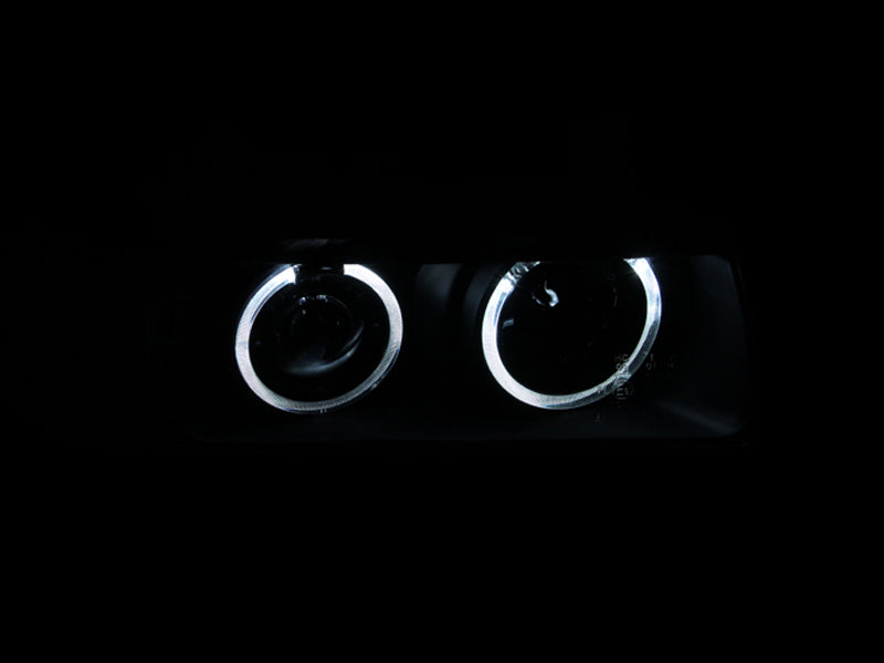 ANZO 1992-1998 BMW 3 Series E36 Projector Headlights with Halo, Black Housing, G2 - Pair