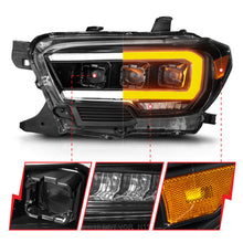 Load image into Gallery viewer, ANZO 16-22 Toyota Tacoma SR/SR5 Full LED Projector Headlight Set with Light Bar and Sequential Turn Signals