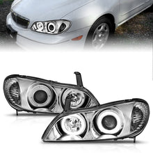 Load image into Gallery viewer, ANZO 2000-2004 Infiniti I30 and I35 Projector Headlights with Halo, Chrome Housing, Clear Lens – Pair