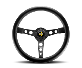 MOMO Prototipo 350mm Steering Wheel - Black Leather with White Stitch and Black Spokes
