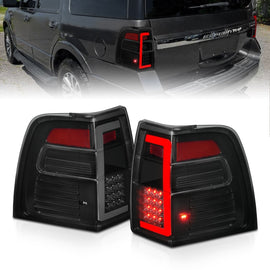 ANZO 07-17 Ford Expedition LED Tail Lights with Light Bar and Smoke Lens, Black Housing