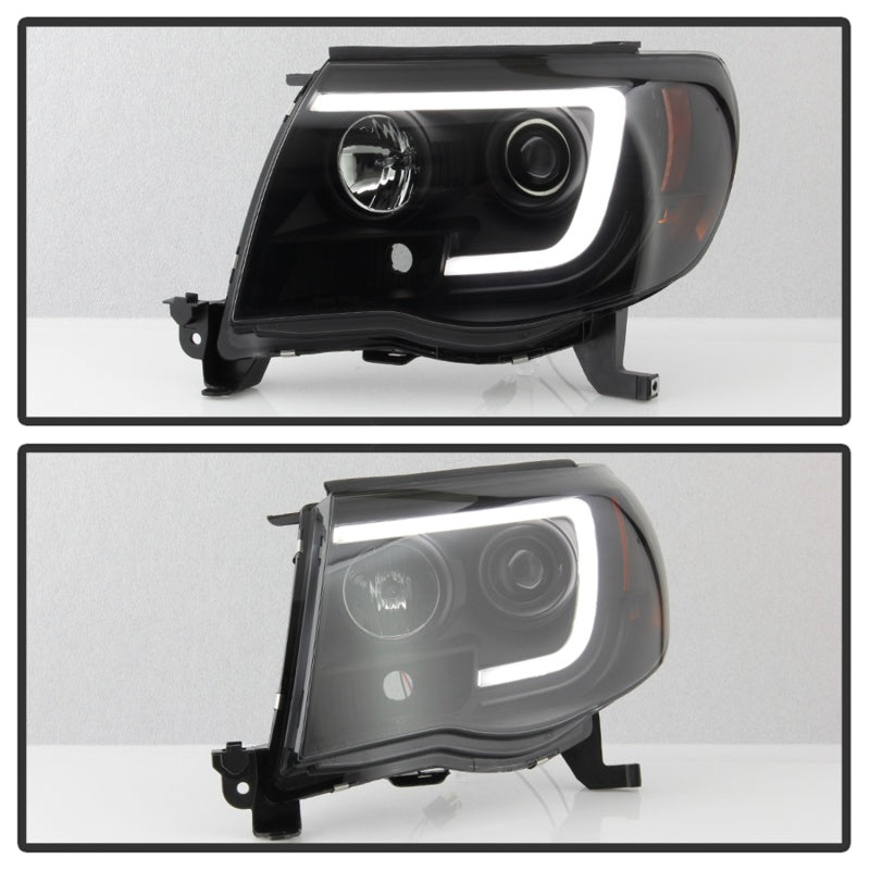 Spyder 05-11 Toyota Tacoma Version 2 Projector Headlights with Light Bar DRL - Black Smoke Smoke
