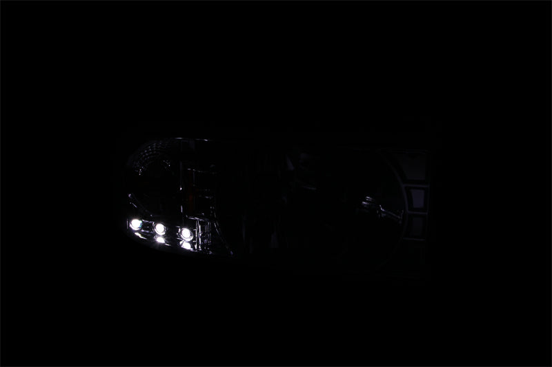 ANZO 1994-2001 Dodge Ram Crystal Headlight Set with LED, Clear Lens, Chrome Housing - Pair