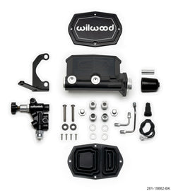 Wilwood Compact Tandem Master Cylinder 1.12 inch Bore with Right-Hand Bracket and Valve, Black - Part #Wil261-15662-BK