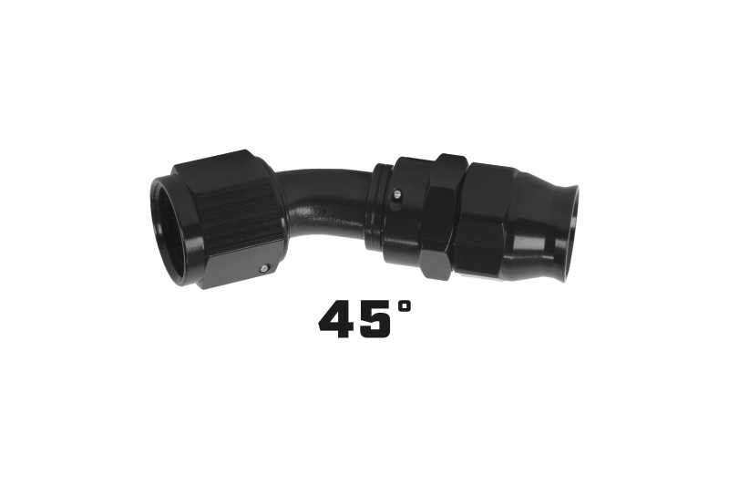 Aeromotive PTFE Hose End AN-08 45 Degree Black Anodized - High-Performance Fuel Delivery Component