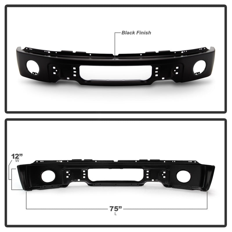 Spyder Ford F-150 2009-2014 Front Bumper with Fog Light Hole - Black | OEM # 9L3Z17757DPTM