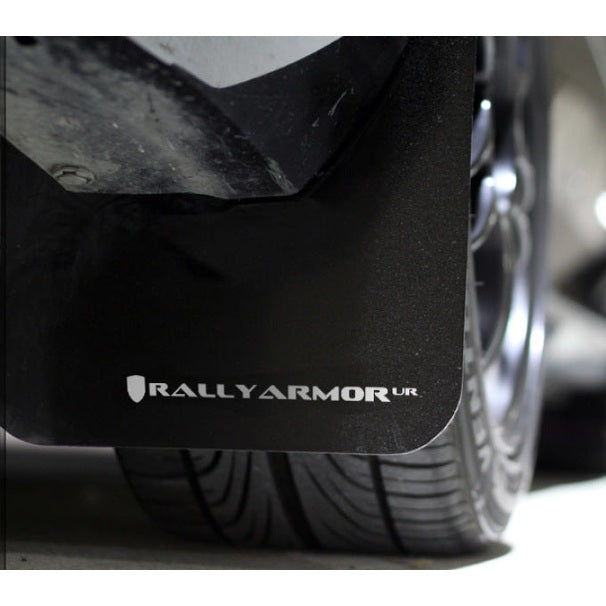Rally Armor UR Series Black and White Mud Flap Set for 2008-2010 Subaru Impreza and WRX