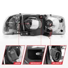 Load image into Gallery viewer, ANZO 99-17 GMC Sierra/Denali Headlight Set with Black Housing and Clear Lenses