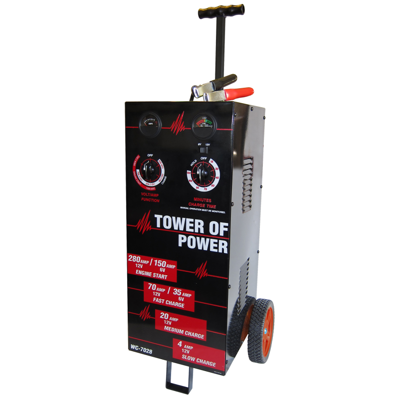 AutoMeter Wheel Charger Tower of Power (Part Number: atmWC-7028) – Heavy-Duty Automotive Battery Charger with Easy-Access Controls