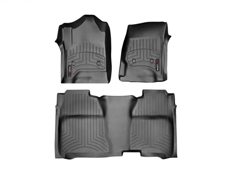 WeatherTech FloorLiner DigitalFit for 2014 GMC Sierra 1500, 2500 HD, 3500 HD * Front and Rear, Black (Part #wet446071-445422)