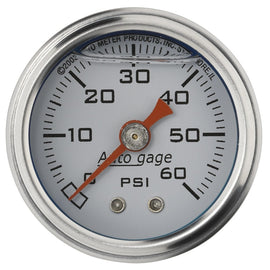 AutoMeter AutoGage 1.5-Inch Liquid Filled Mechanical Fuel Pressure Gauge - White