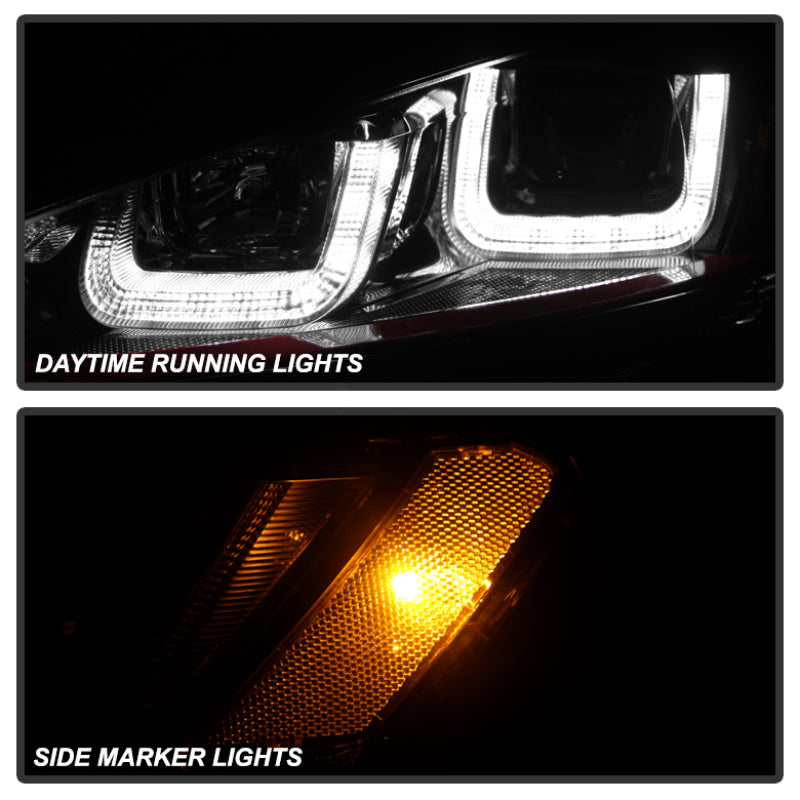 Spyder Volkswagen Golf VII 2014-2016 Projector Headlights with DRL LED and Red Stripe - Black Finish