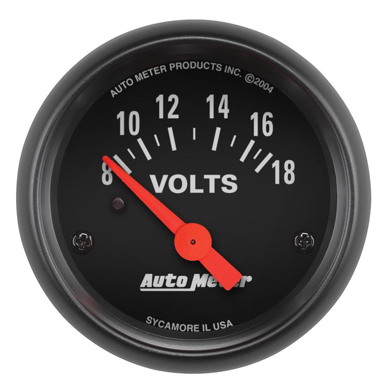 AutoMeter Z-Series 52mm 8-18 Volt Electric Voltmeter Gauge for Automotive Systems