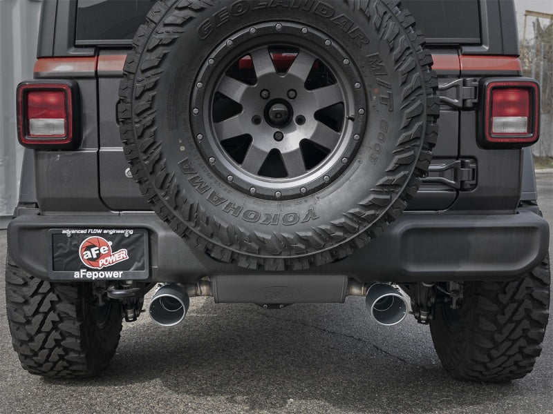 aFe Rebel Series 2.5-inch Stainless Steel Axle-Back Exhaust System with Black Tips for 2018-2023 Jeep Wrangler (JL) V6 3.6L