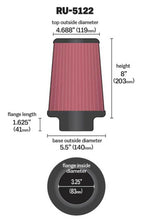Load image into Gallery viewer, K&amp;N Engineering Universal Rubber Air Filter Part Number KNNRU-5122 for Automotive Applications