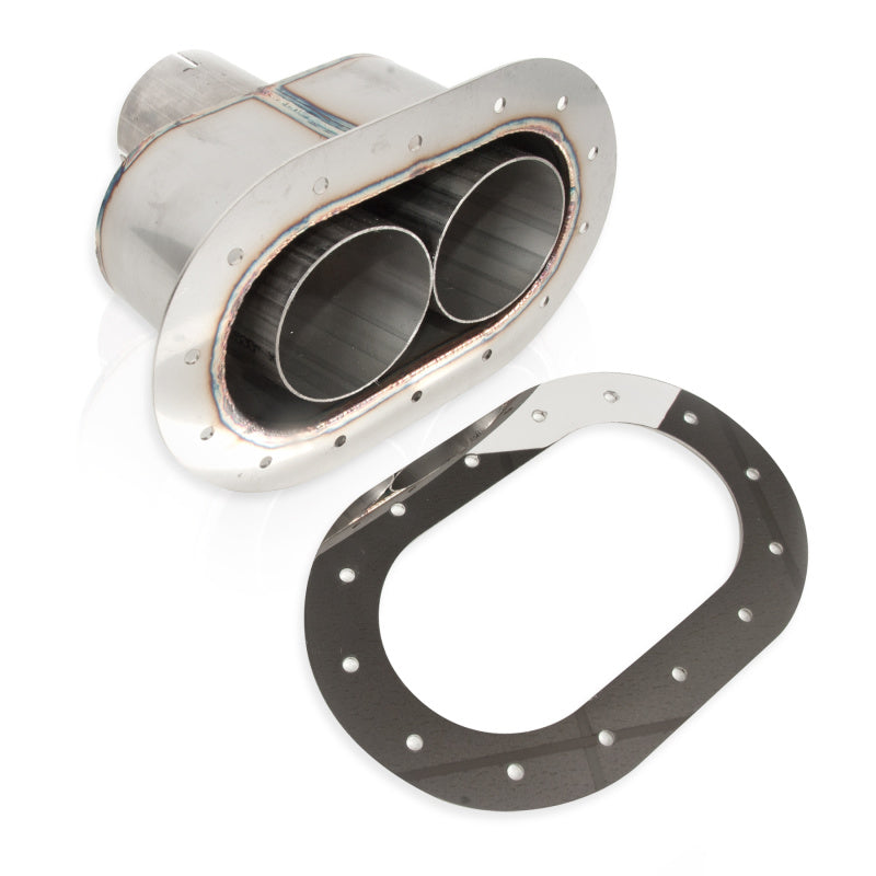 Stainless Works SSWST2814 Oval Through-Body Exhaust Tip with Dual Tubes and Polished Trim Ring