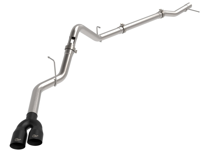 aFe Rebel XD Series 3-Inch Stainless Steel DPF-Back Exhaust System with Dual Black Tips for 2023 GM Trucks L6-3.0L (td) LZ0