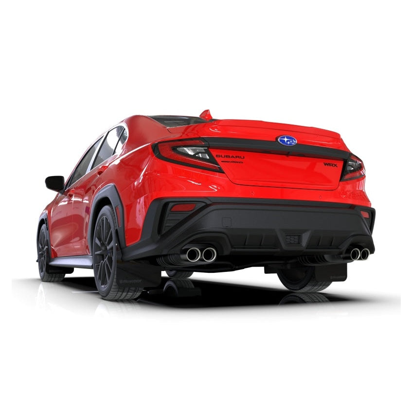 Rally Armor UR Mud Flaps for 2022-2025 Subaru WRX Black with Altered Font and Metallic Black Logo