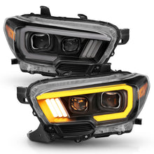 Load image into Gallery viewer, ANZO 2016-2017 Toyota Tacoma Projector Headlights with Plank Style Switchback in Black and Amber with DRL