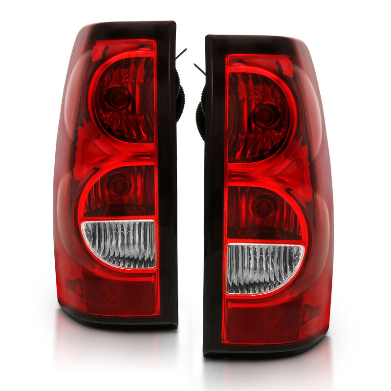 ANZO 2004-2007 Chevy Silverado Tail Light Assembly with Red/Clear Lens and Black Trim