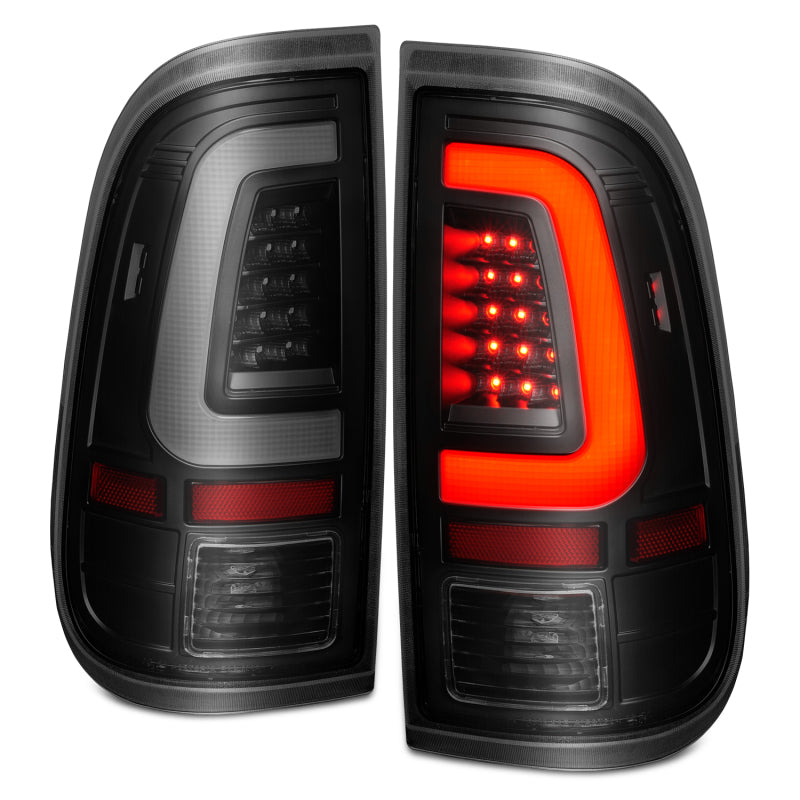 ANZO 2008-2016 Ford F-250 LED Tail Light Assembly with Light Bar, Black Housing and Smoke Lens