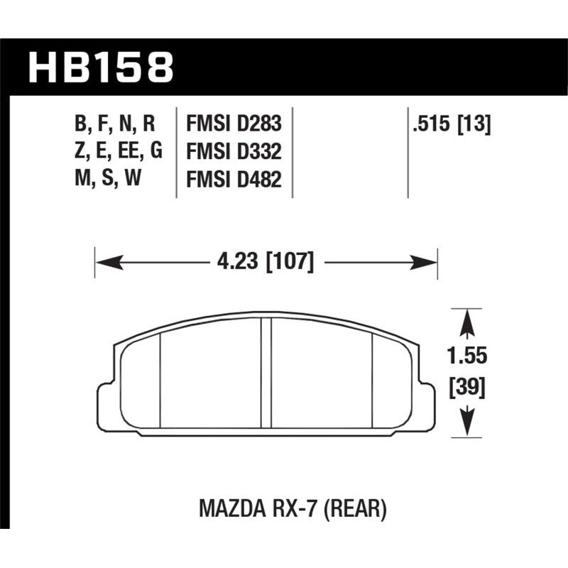 Hawk Performance - 03-05 Mazda 6 ER-1 Brake Pads - HB158D.515