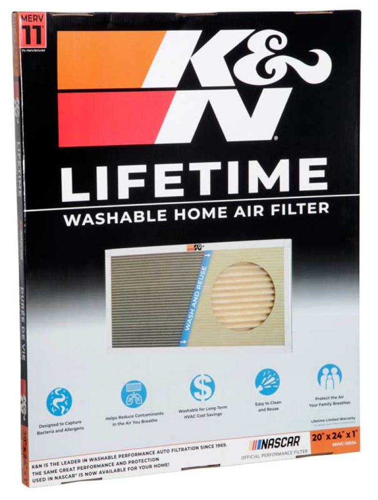 K&N Engineering HVAC Filter - 20 x 24 x 1, Reusable Pleated Synthetic Air Filter for Home and Business