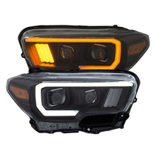 Load image into Gallery viewer, ANZO 2016-2017 Toyota Tacoma Projector Headlights with Plank Style Switchback in Black and Amber with DRL