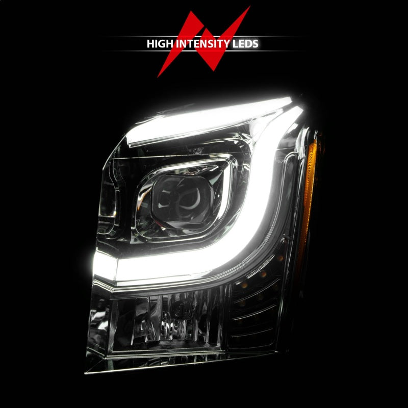 ANZO 2015-2017 GMC Yukon XL Projector Headlights with Lightbar - Black Housing and Clear Lens