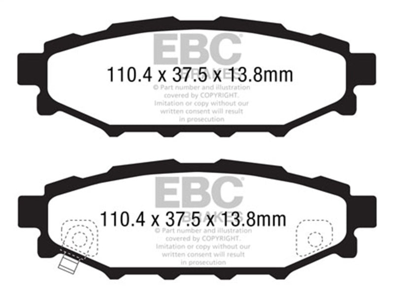 EBC DP41584R Yellowstuff Rear Brake Pads for Subaru Legacy and BRZ