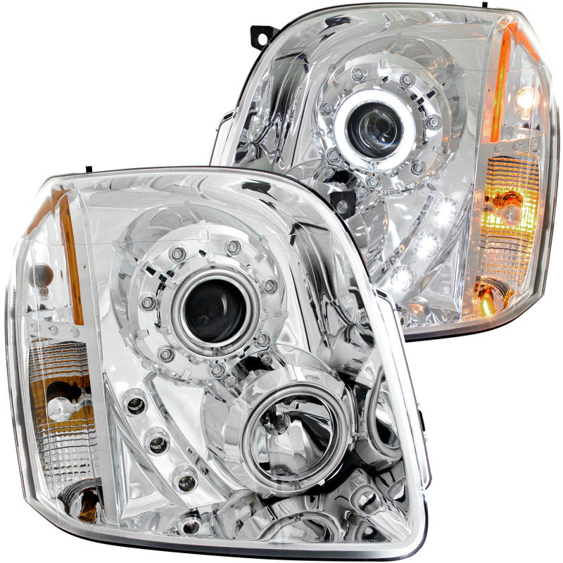 ANZO 2007-2014 GMC Yukon Projector Headlights with Halo - Chrome Housing and CCFL Rings