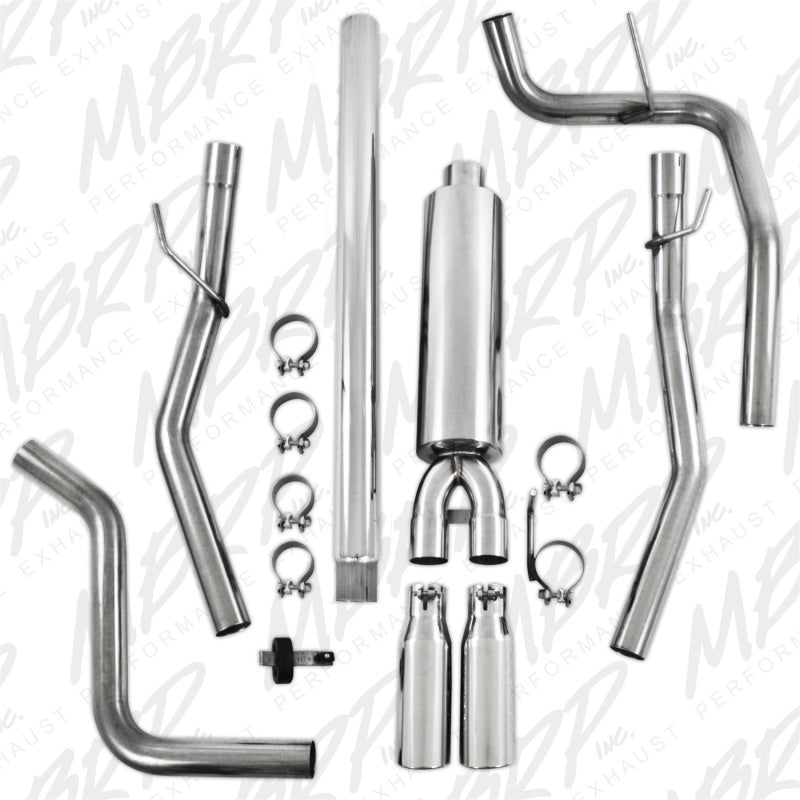MBRP Armor Plus Series Cat Back Exhaust System for Ford F-150 2004-2008 with 2.5 Inch Diameter and Dual Split Rear Exit
