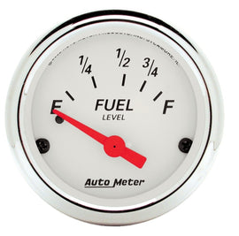 AutoMeter Gauge Fuel Level 2-1/16 Inch, 73 Ohm to 10 Ohm, Arctic White - Part Number ATM1316