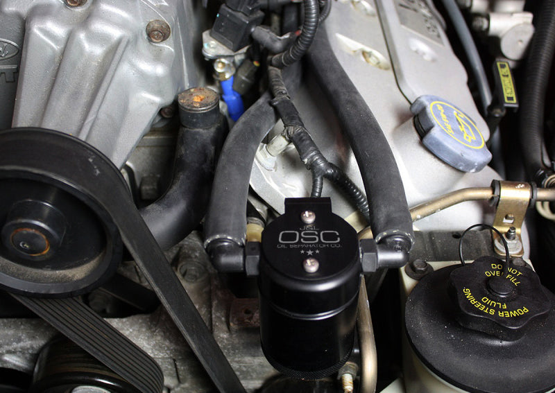 J&L JLT3018D-B 3.0 Oil Separator, Driver Side, Black Anodized for 1999-2004 Ford Mustang Cobra and 2003-2004 Mach 1
