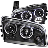 ANZO 2006-2010 Dodge Charger Projector Headlights with Halo, Black Housing, Clear Lens – Pair