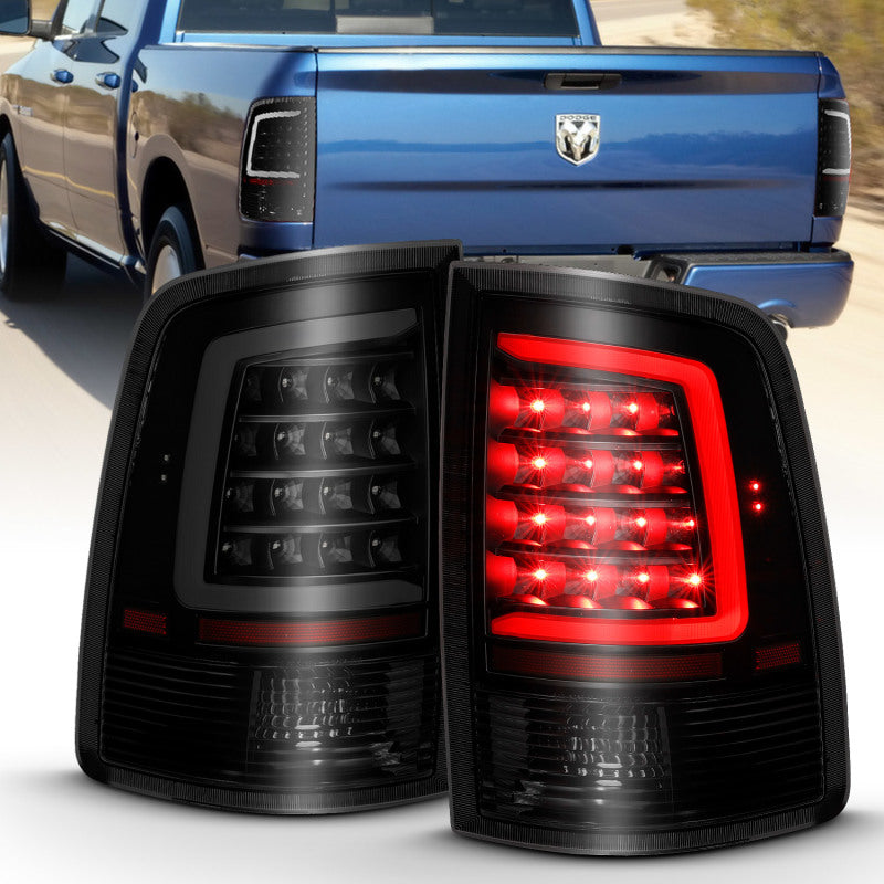 ANZO 2009-2018 Dodge Ram 1500 LED Tail Light Assembly with Smoke Lens and Black Housing