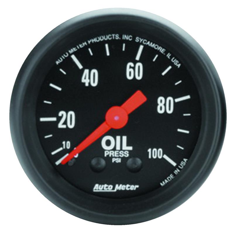 AutoMeter Z Series 52mm Mechanical Oil Pressure Gauge 0-100 PSI for Automotive Performance