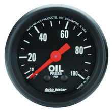 Load image into Gallery viewer, AutoMeter Z Series 52mm Mechanical Oil Pressure Gauge 0-100 PSI for Automotive Performance