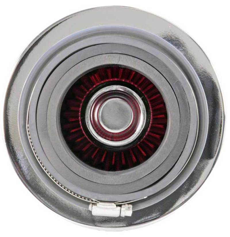 K&N Engineering Universal Air Filter Chrome Round Tapered - 4-inch Flange ID, Red